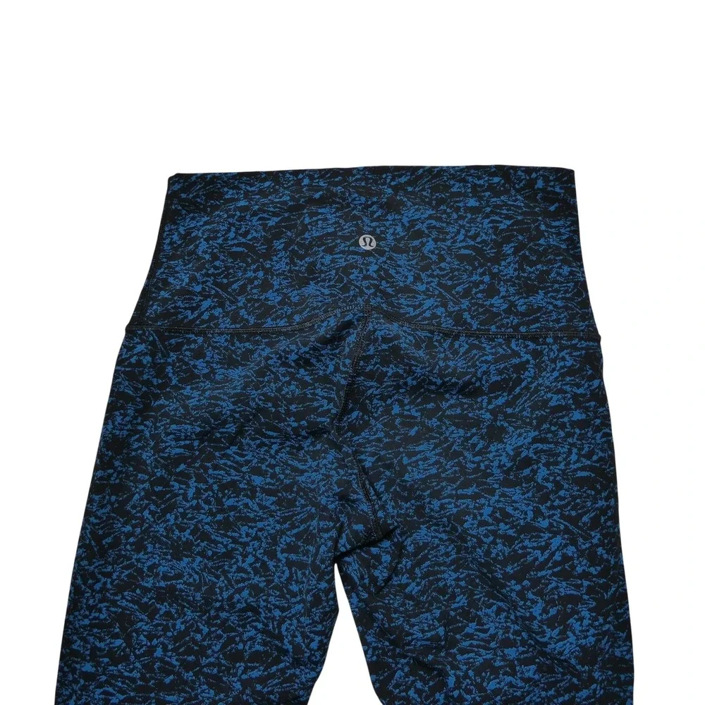 Lululemon Leggings Womens 8 Blue High Rise Capri Flecked Print Yoga‎ Athletic